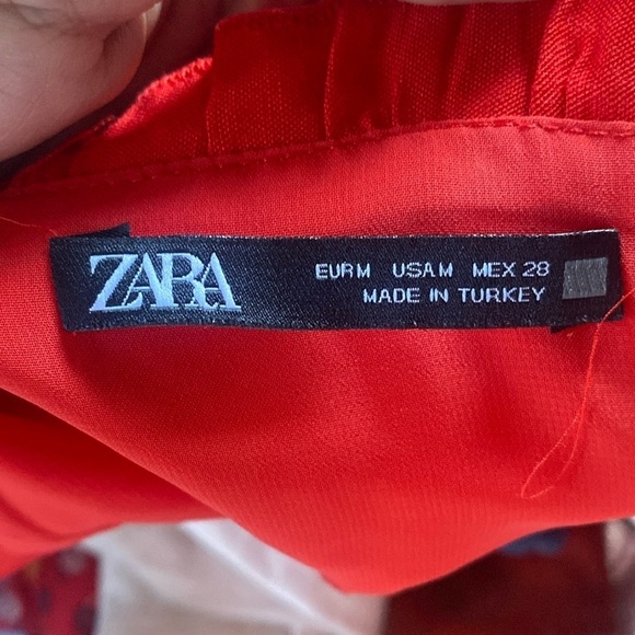 Zara Red Strappy Tied Cropped Linen Blend Top Size Medium - Picture 12 of 16